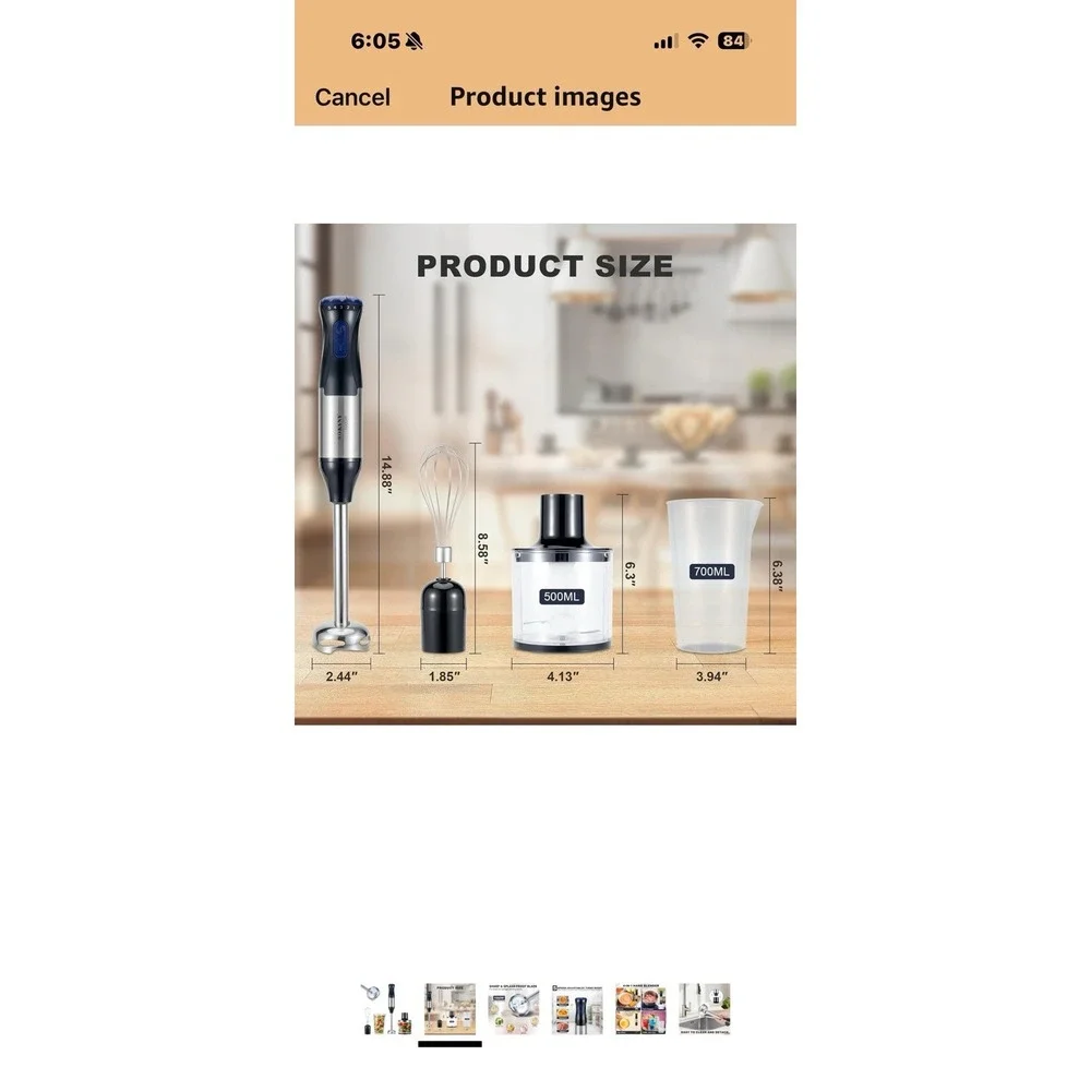 SOKANY 4-IN-1 Dishwasher Safe Hand Blender 110V, 50/60HZ, 1000w‎ Motorboat Whisk